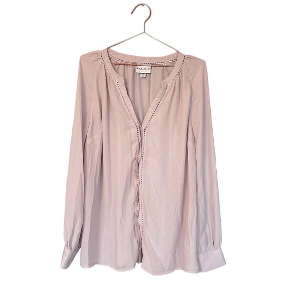 Ava & Viv Long Sleeve Pale Pink Blouse - Size 1X - Picture 1 of 6